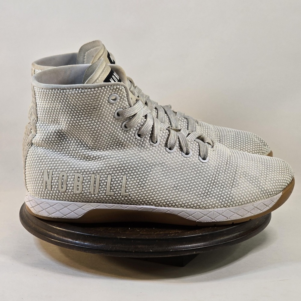 NOBULL High Top Trainer Shoes Mens Size 7.5 Gray‎ White Textured CrossFit Gym